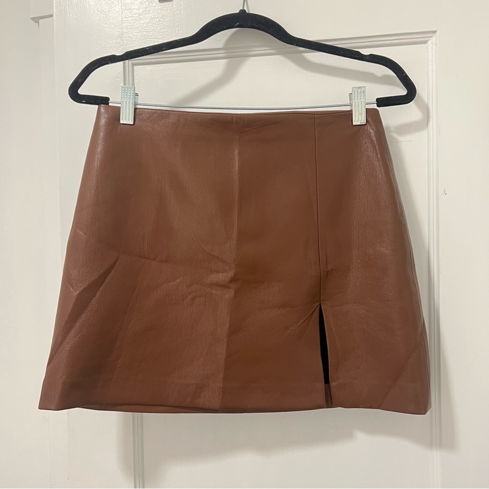 Aritzia Sunday Best Brown Leather Mini Skirt